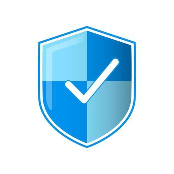 Blue shield icon with check mark vector