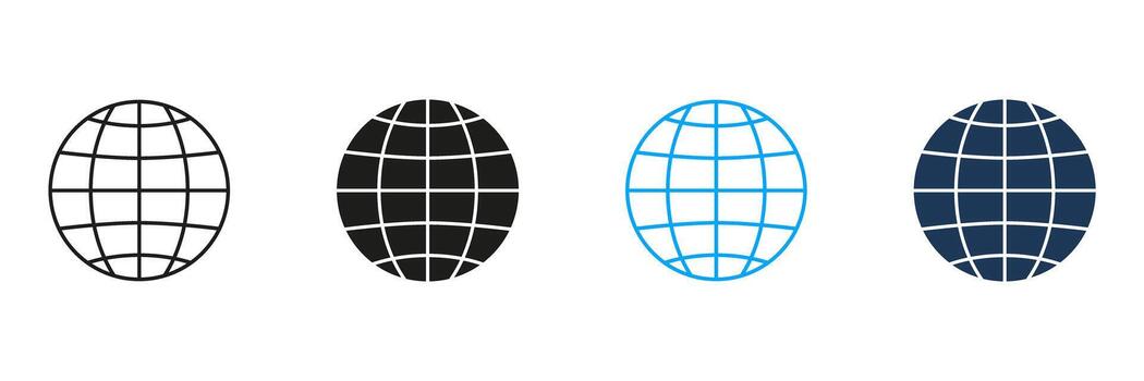 Globe Grid Line And Solid Icon Set. Global Connectivity, Internet, And Worldwide Network Symbol Collection. Communication And International Reach. Isolated Illustration vector