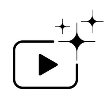 Icon symbol of a play button sparkling, representing artificial intelligence generative vector