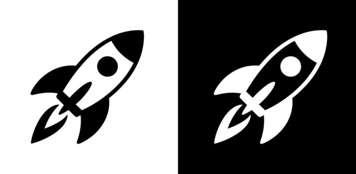 Minimalist rocket logo design with simple shapes and lines vector