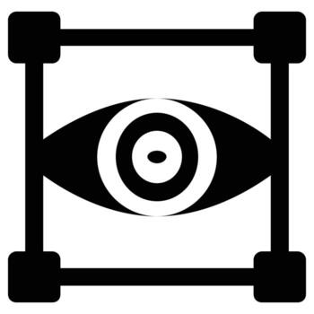 resumen ojo icono animación en negro y blanco con cuadrado marco vector