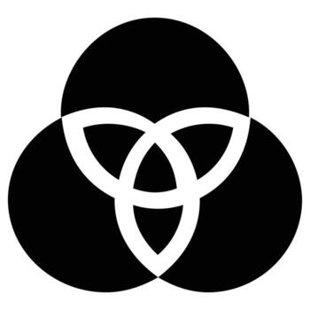 Three Interlocking Circles Form a Venn Diagram Showing Overlap and Union vector