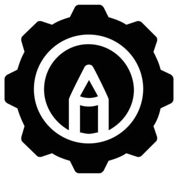 Pencil in Gear Content Creation Process and Workflow Efficiency Icon Animation vector