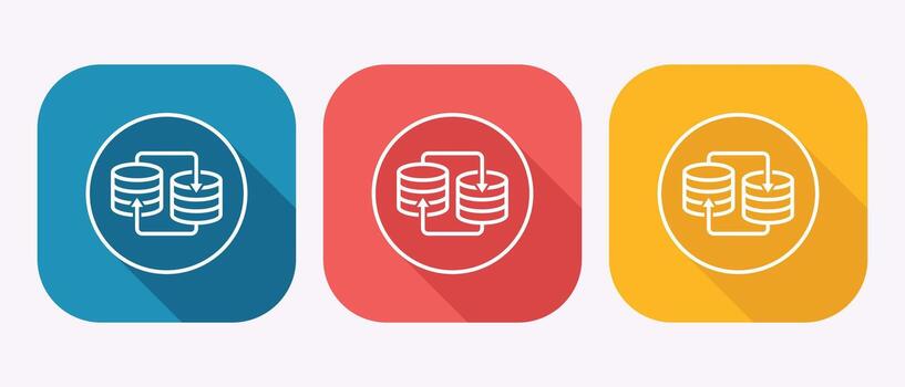 Colorful Database Synchronization Icons on Rounded Square Backgrounds Data Flow Visualization vector