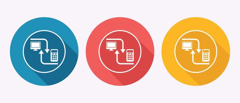 Colorful Set of Icons Displaying Data Transfer Between Devices in a Clean Design vector