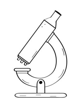 Microscope cartoon doodle icon. Sketch of an optical tool for a laboratory. illustration isolate on a white background. vector