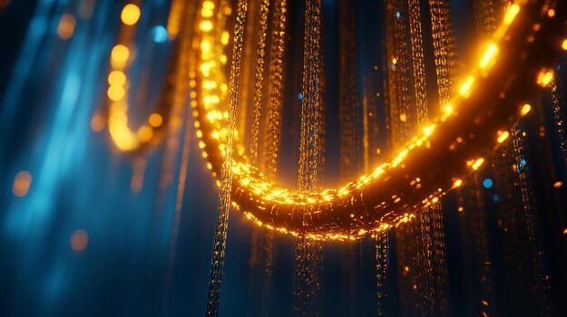 Glowing abstract data stream, digital flow, technology concept. photo