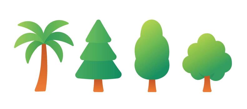 Colorful illustrated trees variety vector