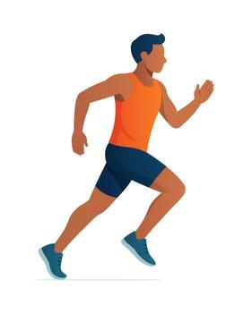 Male runner in orange workout gear vector
