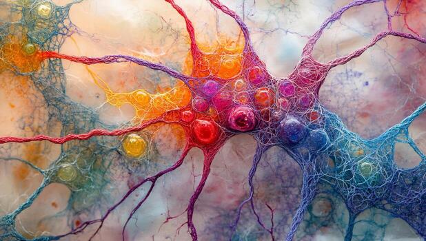 Abstract colorful neural network structure. photo