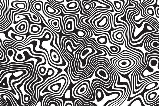 Abstract black and white organic pattern with flowing lines and concentric circles creating a mesmerizing visual texture vector