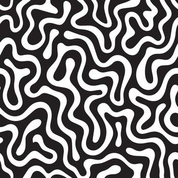resumen negro y blanco orgánico laberinto modelo con suave curva líneas y redondeado formas vector