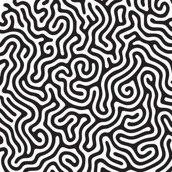 Abstract organic maze pattern with black and white curving lines creating a natural appearance vector