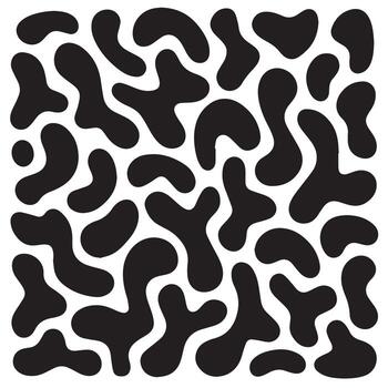 Abstract organic black blob shapes scattered across a white background in a repeating pattern vector
