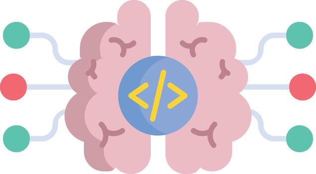 Flat ai brain code illustration icon design vector
