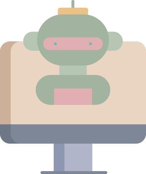 Flat computer bot icon vector