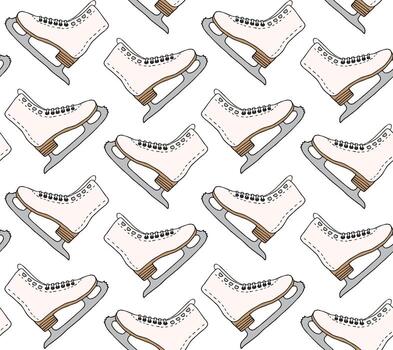 Seamless pattern of hand drawn doodle sketch ice skate isolated on white background vector