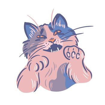 A whimsical sketch of a funny cat showcasing a silly expression, capturing the essence of playful mischief. This delightful illustration is perfect for adding humor and charm to any project or design. vector