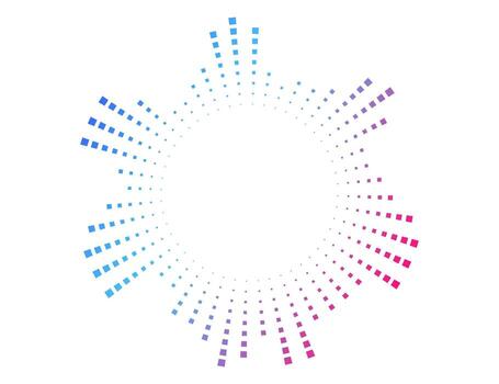 Circular neon audio spectrum with dotted equalizer pattern. sound wave for music apps, voice signals, or radar icons vector