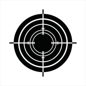 Precision rifle scope crosshair targeting system with concentric circles aiming markings vector