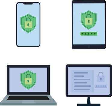 Cyber Security editable Icon Set different device vector
