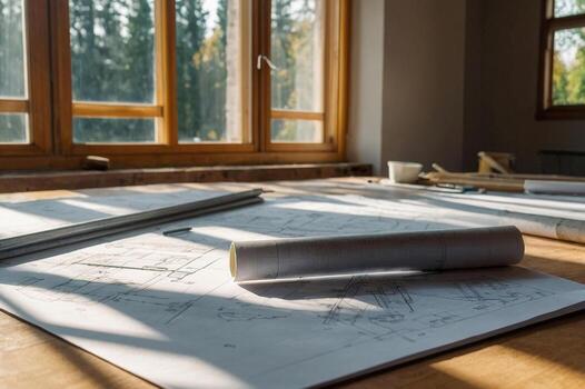 Architectural drawing and design drawing photo