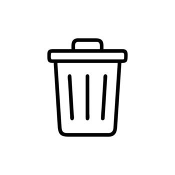 Simple Trash Can Icon with Handle in Minimalist Black Outline on White Background vector