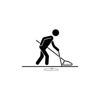 Minimalist of a Person Mopping on Transparent Background vector