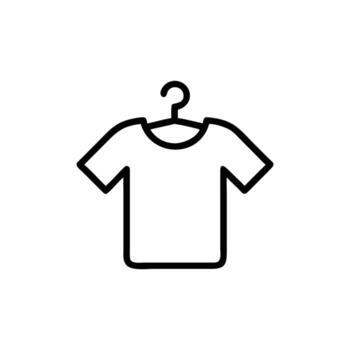 Simple TShirt Outline Icon on Hanger Minimalist Design on Transparent Background vector
