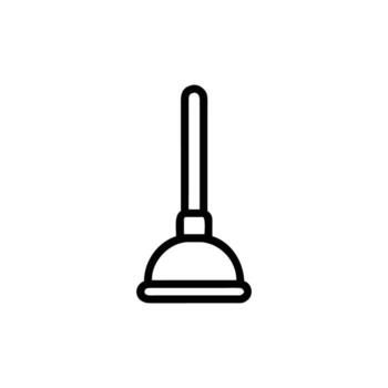Toilet Plunger Outline Icon with Simple Style and Transparent Background vector