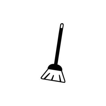Simple Broom Icon with Long Handle on Transparent Background vector