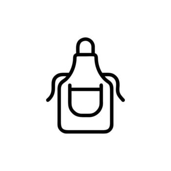 Simple Apron Outline Icon With Front Pocket, Isolated on a White Background vector