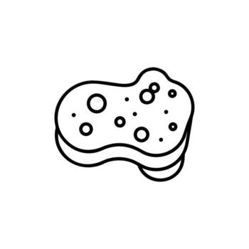 Simple Sponge Outline Icon with Rounded Edges on Transparent Background vector