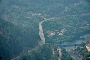 Mirador da Picota in the Peares offers a dramatic view of the Galician valley hidden by smoke from the recent wildfires of 2025 photo
