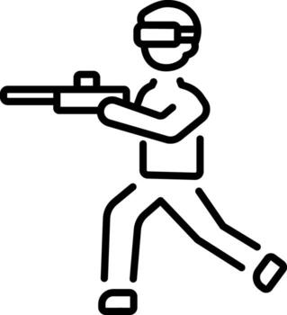 A line style icon showing a vr shooter game vector