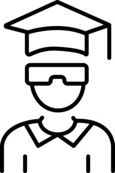 A linear icon representing vr education program vector