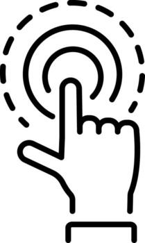 A line style icon showing gesture control feature vector