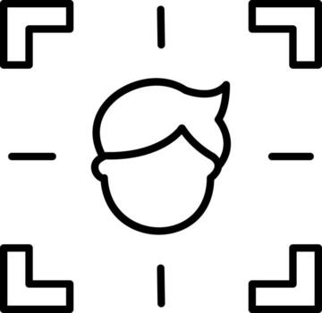 A linear icon showing head tracking technology vector