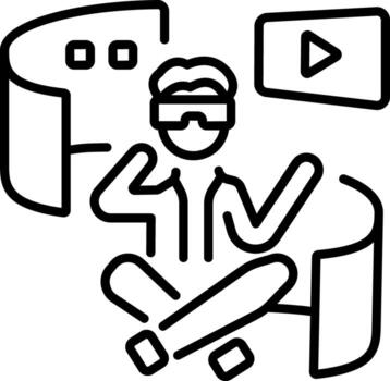 A linear icon showing vr multiscreen display vector