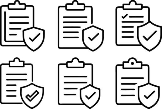 Secure Checklist Icon Bundle Set Data Protection Privacy Compliance vector