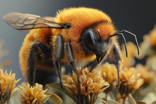 A close up of a bee on a flower photo