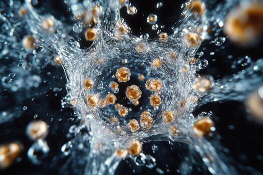 A close up of a cell with bubbles and water photo