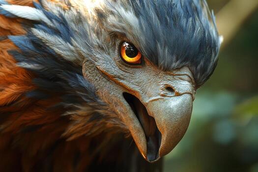 A close up of a bird with a big head photo