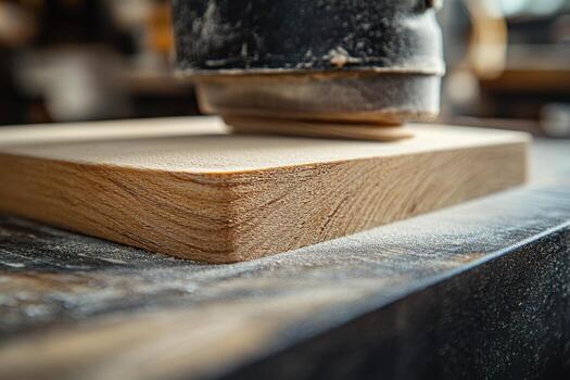 A wood block is being sanded photo