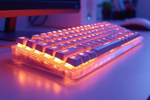 A keyboard with led lights on it photo