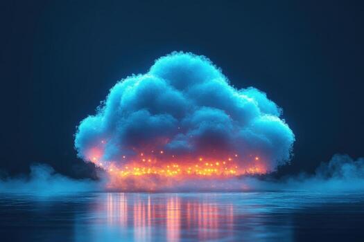 Clouds and smoke rising from the water photo