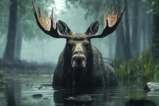 Moose in the swamp photo