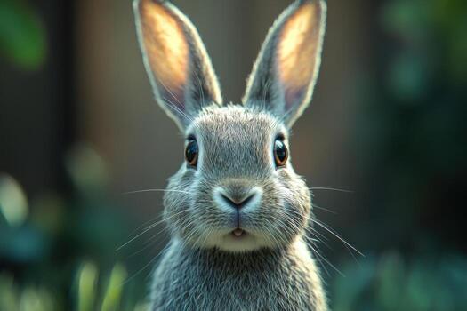 A close up of a rabbit with big ears photo