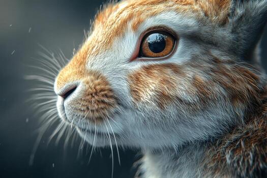 A close up of a rabbit with its eyes closed photo