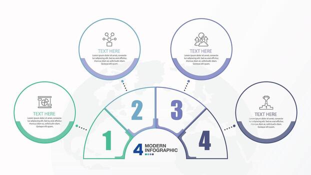 Infographic with 4 steps and number. vector